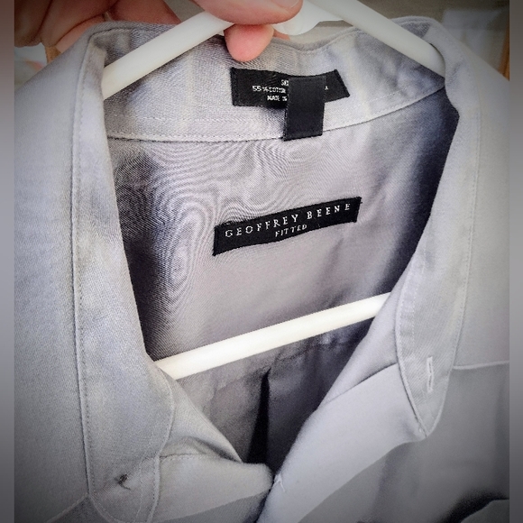Geoffrey Beene XL Gray Button-Down Collared Long Sleeve Shirt, Wrinkle Free - Picture 5 of 9